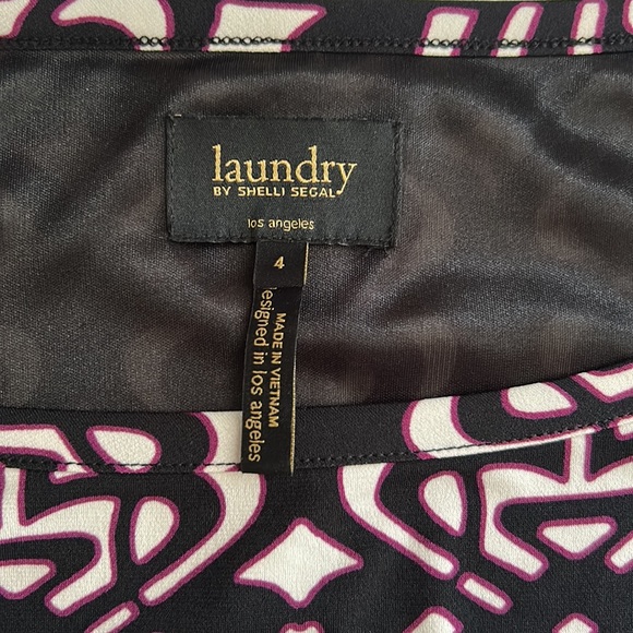 Laundry By Shelli Segal, Long Sleeve, Black Print Dress, Size 4 - Picture 6 of 7
